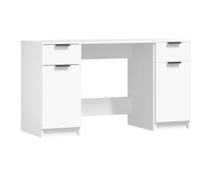 vidaXL Desk with Side Cabinet White Engineered Wood Office Computer Study Desk