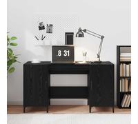 vidaXL Desk with Storage Black Oak 140 x 50 x 75 cm Engineered Wood