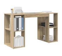 vidaXL Desk with Storage Sonoma oak 130 x 50.5 x 75 cm Engineered Wood, Modern Home Office Desk, Rectangular, Storage, Workstation Table, Computer, Minimalist, Efficient Setup, Engineered Wood