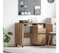 vidaXL Desk with Wheels Artisan Oak 91 x 50 x 77 cm Engineered Wood