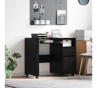 vidaXL Desk with Wheels Black Oak 91 x 50 x 77 cm Engineered Wood