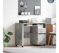 vidaXL Desk with Wheels Concrete Grey Engineered Wood 91 x 50 x 77 cm, Grey