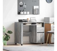 vidaXL Desk with Wheels Grey Sonoma 91 x 50 x 77 cm Engineered Wood