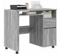 vidaXL Desk with Wheels Grey Sonoma 91 x 50 x 77 cm Engineered Wood