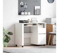 vidaXL Desk with Wheels White 91 x 50 x 77 cm Engineered Wood