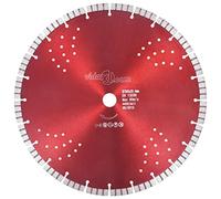 vidaXL Diamond Cutting Disc with Turbo Segments and Holes - 350mm Diameter, Suitable for Wet/Dry Cutting - Steel and Diamond Material, Made for Concrete, Granite, Brick Cutting - Red