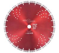 vidaXL Diamond Cutting Disc with Turbo Segments and Holes - 350mm Diameter, Suitable for Wet/Dry Cutting - Steel and Diamond Material, Made for Concrete, Granite, Brick Cutting - Red