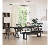 vidaXL Dining Bench NOAIN 160 x 41 x 45 cm Solid Pine Wood Black