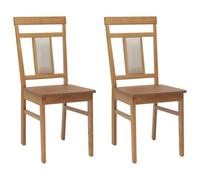 vidaXL Dining Chair 2 pcs Beige Solid Rubber Wood, Kitchen, Rectangular, Modern, Durable, for Everyday Use, Stylish Design, Easy to Clean, Ideal for Home Cooking