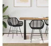 vidaXL Dining Chair 2 pcs Black 55 x 50 x 74 cm Rattan and Iron