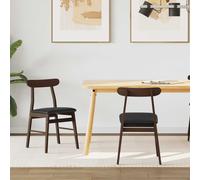 vidaXL Dining Chair 2 pcs Dark Brown and Black Solid Rubber Wood