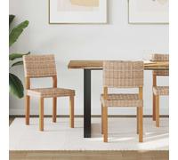 vidaXL Dining Chair 2 pcs Kubu Rattan Natural 46 x 55 x 84 cm