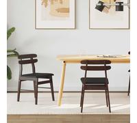 vidaXL Dining Chair 2 pcs Light Brown and Black Solid Rubber Wood