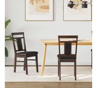 vidaXL Dining Chair 2 pcs Light Brown and Black Solid Rubber Wood