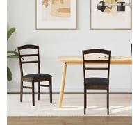 vidaXL Dining Chair 2 pcs Light Brown and Black Solid Rubber Wood