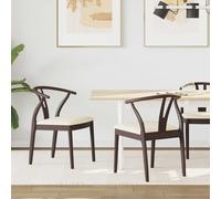 vidaXL Dining Chair 2 pcs Light Brown and Light Solid Rubber Wood