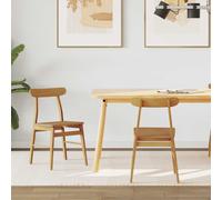 vidaXL Dining Chair 2 pcs Natural 43 x 44.5 x 77 cm Solid Rubber Wood