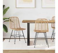 vidaXL Dining Chair 2 pcs Natural 44 x 47 x 85 cm Rattan and Iron