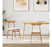 vidaXL Dining Chair 2 pcs Natural and Light Solid Rubber Wood