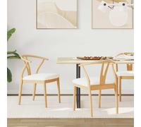 vidaXL Dining Chair 2 pcs Natural and Light Solid Rubber Wood