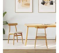 vidaXL Dining Chair 2 pcs Natural and Light Solid Rubber Wood