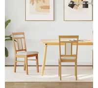 Dining Chair 2 pcs Natural and Light Solid Rubber Wood