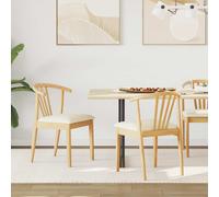vidaXL Dining Chair 2 pcs Natural and Light Solid Rubberwood