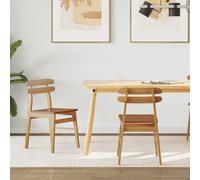 vidaXL Dining Chair 2 pcs Natural Solid Rubber Wood