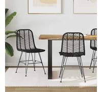 vidaXL Dining Chair 2 pcs Rattan and Iron Black 44.5 x 54.5 x 85 cm