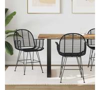 vidaXL Dining Chair 2 pcs Rattan and Iron Black 57 x 55 x 85 cm