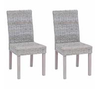 vidaXL Dining Chair 2 pcs Solid Mahogany Wood White Wash