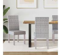 vidaXL Dining Chair 2 pcs Solid Mahogany Wood White Wash