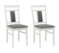 vidaXL Dining Chair 2 pcs White and Grey Solid Rubber Wood, Kitchen, Rectangular, Modern, Durable, for Everyday Use, Stylish Design, Easy to Clean, Ideal for Home Cooking