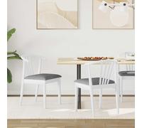 vidaXL Dining Chair 2 pcs White and Grey Solid Rubberwood