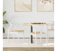 vidaXL Dining Chair 2 pcs White and Natural Solid Rubber Wood