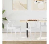 vidaXL Dining Chair 2 pcs White and White Solid Rubber Wood