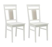 vidaXL Dining Chair 2 pcs White Solid Rubber Wood, Kitchen, Rectangular, Modern, Durable, for Everyday Use, Stylish Design, Easy to Clean, Ideal for Home Cooking