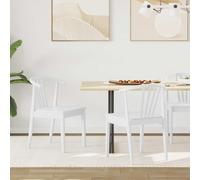 vidaXL Dining Chair 2 pcs White Solid Rubberwood