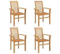 vidaXL Dining Chair 4 pcs Solid Teak Wood Brown 62 x 55 x 94 cm