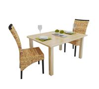 vidaXL Dining Chairs 2 pcs Abaca and Solid Mango Wood