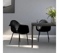 vidaXL 2x Dining Chairs Black PP Home Kitchen Dining Room Dinner Chair Seating
