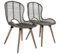 vidaXL 2x Dining Chairs Natural Rattan Brown Outdoor Garden Patio Dinner Seat