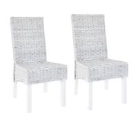 vidaXL 2x Dining Chairs Kubu Rattan & Mango Wood Light Brown Kitchen Seat