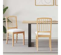 vidaXL Dining Chairs 2 pcs Natural 50 x 52.5 x 91 cm Solid Rubber Wood