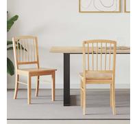 vidaXL Dining Chairs 2 pcs Natural 50 x 52.5 x 91 cm Solid Rubber Wood