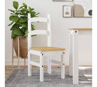 Dining Chair Set of 2 Solid Pine Wood White 40x46x99 cm Kitchen Handmade