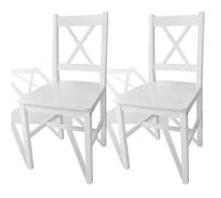 vidaXL Dining Chairs 2 pcs White Pinewood 01 UK HOT