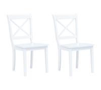 vidaXL Dining Chairs 2 pcs White Solid Rubber Wood NEW