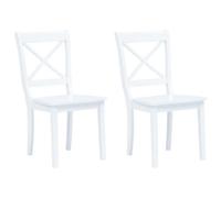 vidaXL Dining Chairs 2 pcs White Solid Rubber Wood NEW