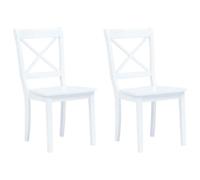 vidaXL Dining Chairs 2 pcs White Solid Rubber Wood NEW